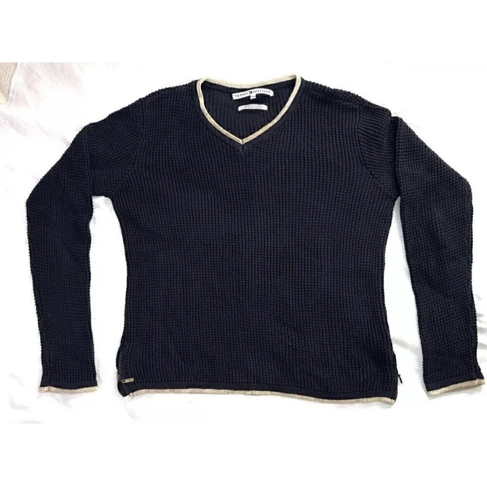 Tommy Hilfiger Vintage Waffle Knit Sweater Womens M Classic Soft Made‎ In Japan